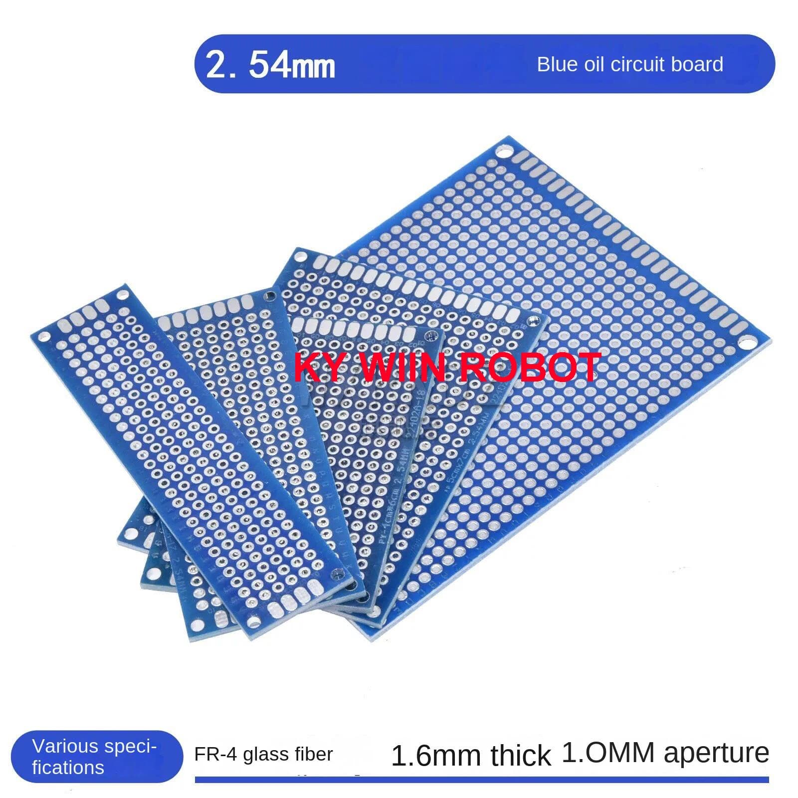 5 Pezzi PCB Blu 5x7 4x6 3x7 2x8 cm, Scheda Prototipo Universale a Doppia Faccia in Rame per Arduino