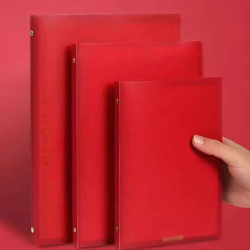 1 pezzo rosso A4 A5 B5 cartella a fogli mobili raccoglitori raccoglitori copertina pianificatore file notebook guscio copertina di carta scuola ufficio cancelleria