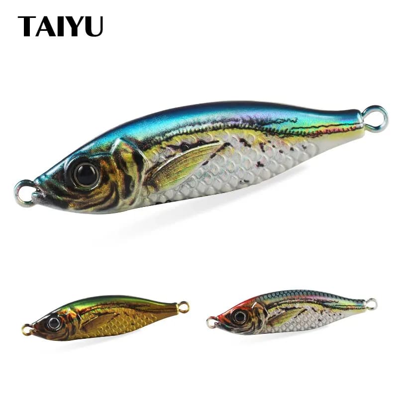 Esca da Pesca TAIYU Little Jack - Jig Metallico a Forma di S 60g Fosforescente, Stampa 3D per Jigging Lento e Shore Casting