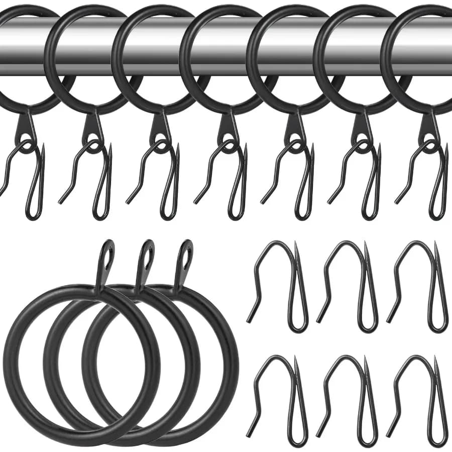 32 pezzi Anelli per tende in metallo per tende Anelli per appendere tende e 32 pezzi Ganci per spille per tende in metallo per porte e finestre Doccia Curt