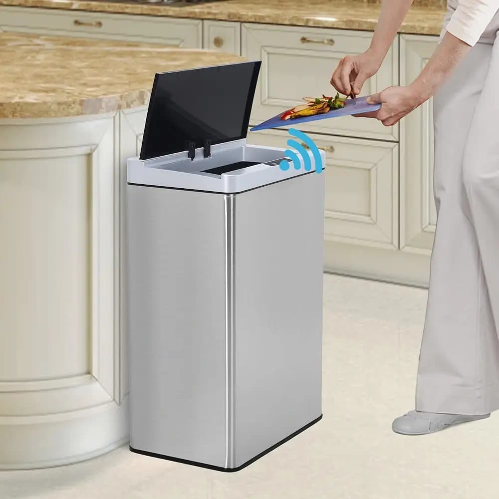 Pattumiera da 13 galloni, pattumiera da cucina automatica con sensore di movimento, pattumiera da cucina touchl pattumiera in acciaio inossidabile con