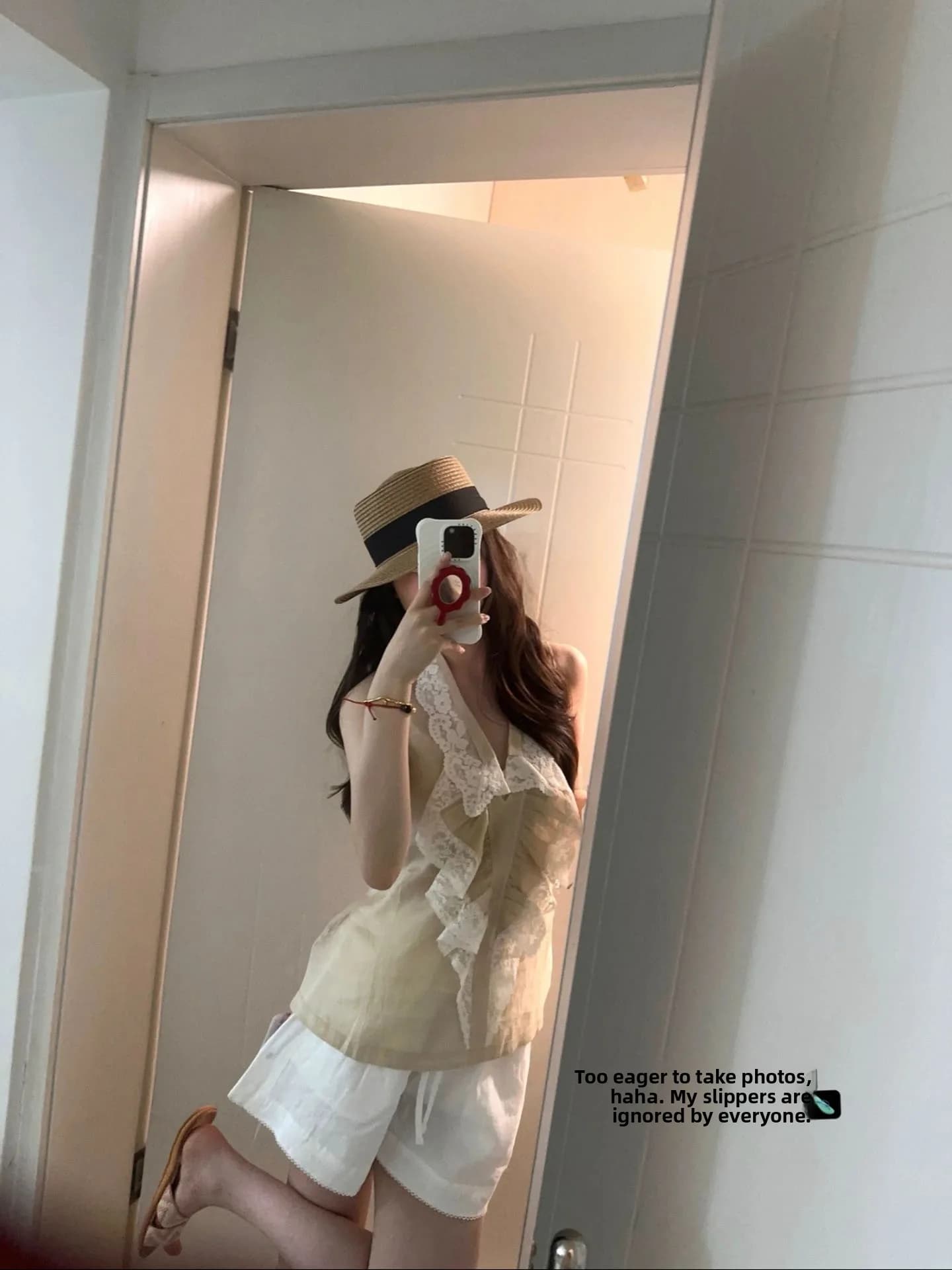 Dragon Heart Top estivo vintage in pizzo con cintura, pantaloncini in lino con volant, camicetta dolce da donna, scollo a V, senza maniche, protezione UV
