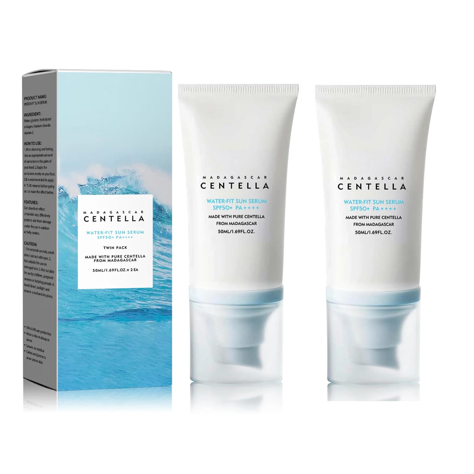 SPF50+ PA++++ Crema solare con Centella - Forte protezione UV, a base d'acqua, idratante per viso e corpo, cura delicata della pelle