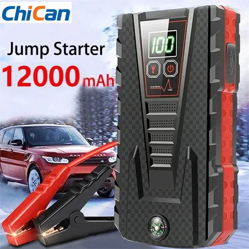 【Versione Aggiornata】Avviatore d'Emergenza Portatile per Auto 12000mAh, Picco 5000A, Caricabatterie Power Bank 12V, Dispositivo di Avviamento per Auto Benzina e Diesel