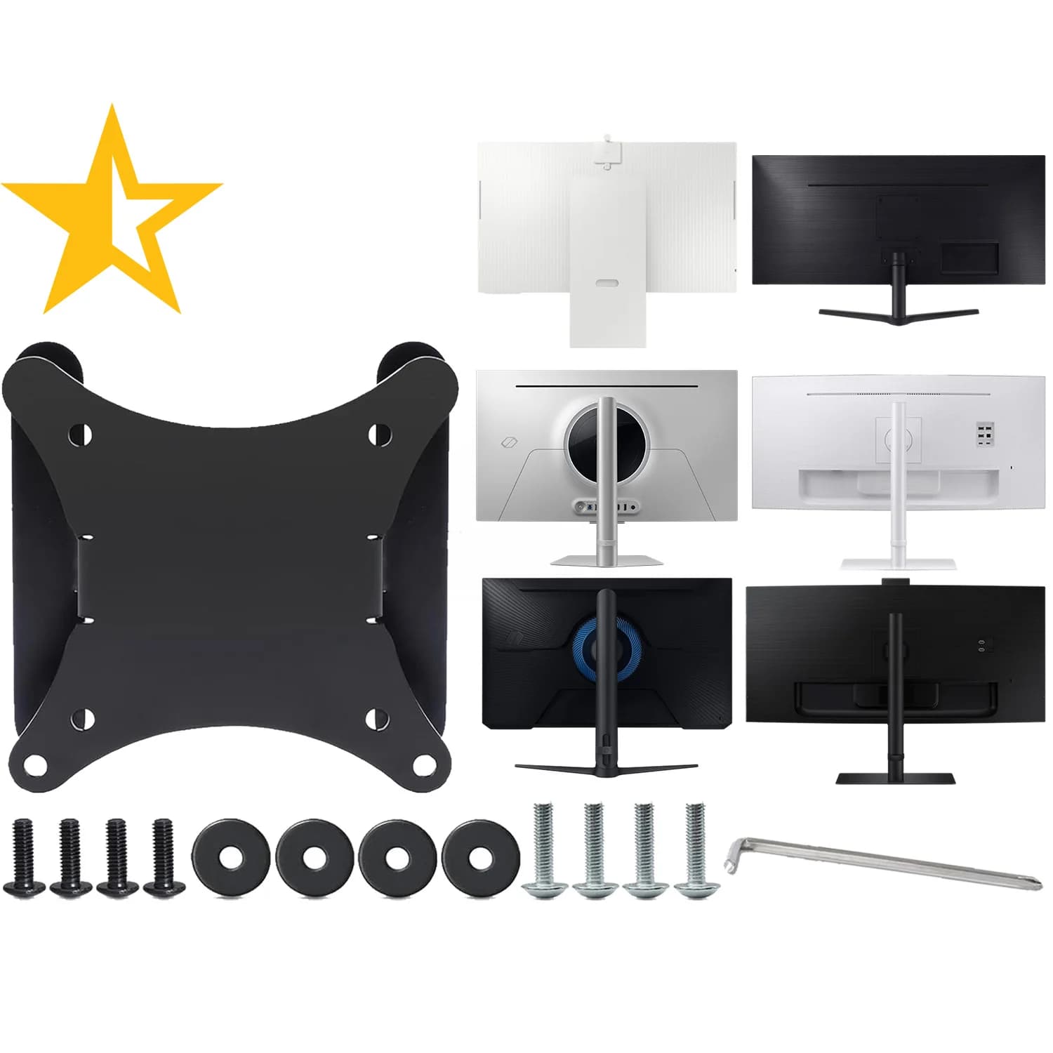 VESA Mount Adapter for Samsung S27DG302EN S24AG302NN S32AG320NM S34C650VAN S34C650TAN Monitor Bracket Mounts to Stand / Arms