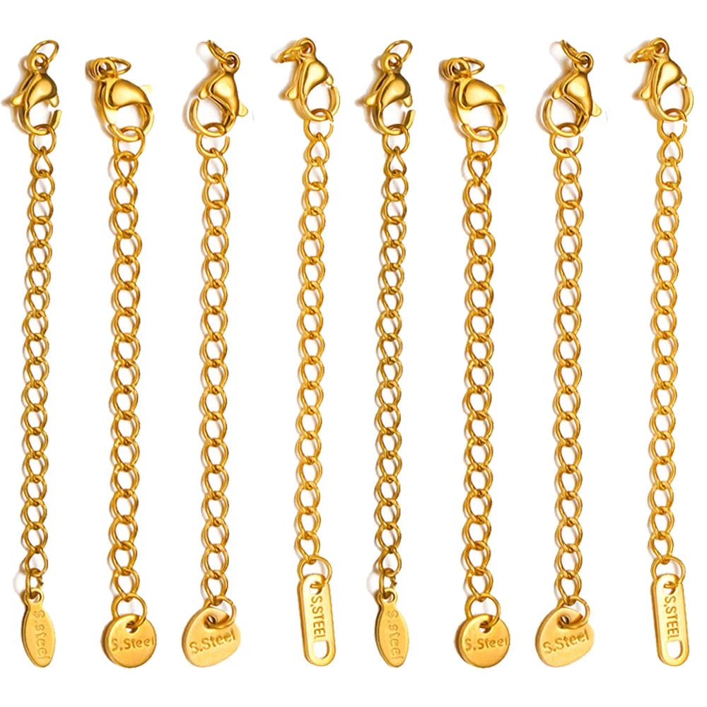 10pcs catene di estensione in acciaio inossidabile con chiusura a moschettone connettore collegamento collana coda braccialetto fai da te che fa accessori forniture
