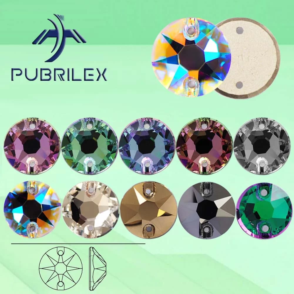 PUBRILEX Vetro K9 Pietre da cucire Bordi in strass con smagoni XIRIUS Abito con retro piatto Cucire su strass per borse per abiti