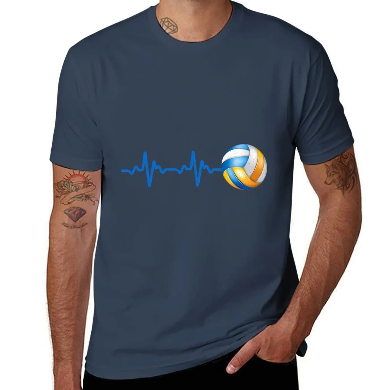 Vintage Volleyball Lovers T-shirt with Heart Pattern, Volleyball Players T-shirt
