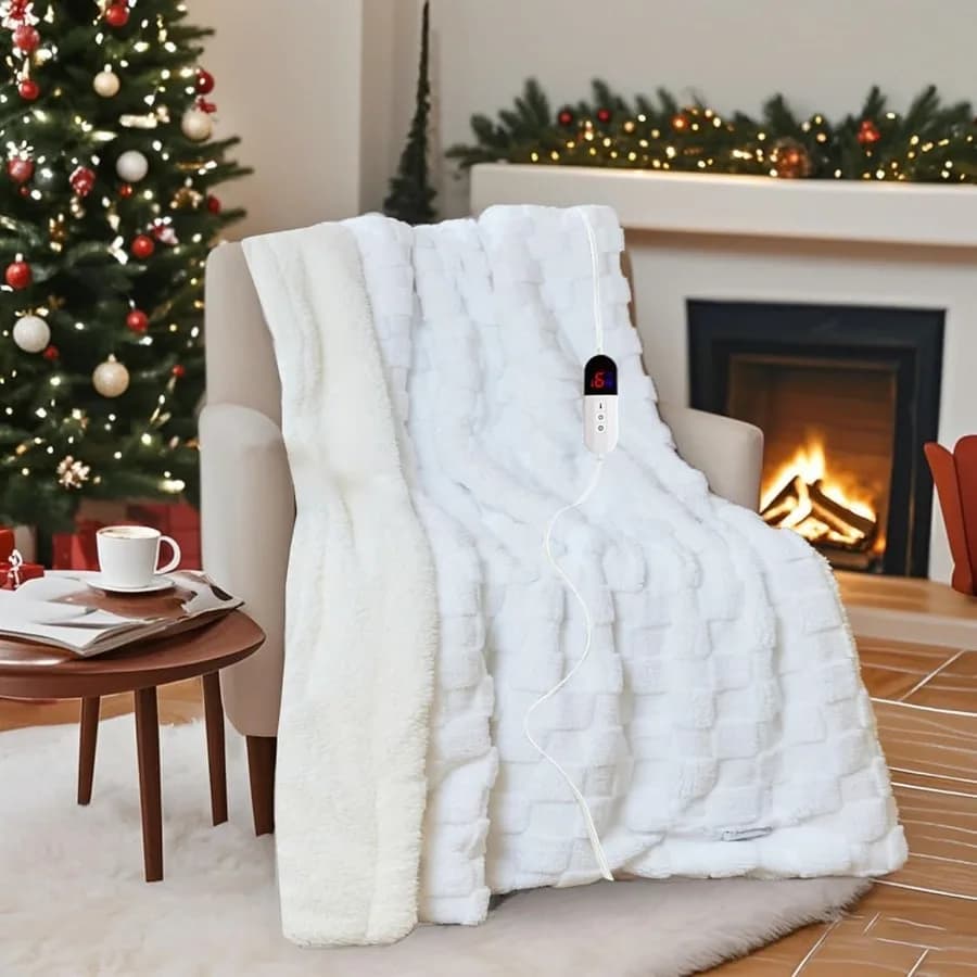 Coperta elettrica Coperta riscaldata a doppio controllo in flanella con 6 livelli di calore 10 impostazioni di tempo Coperta riscaldante morbida e addensata con ETL