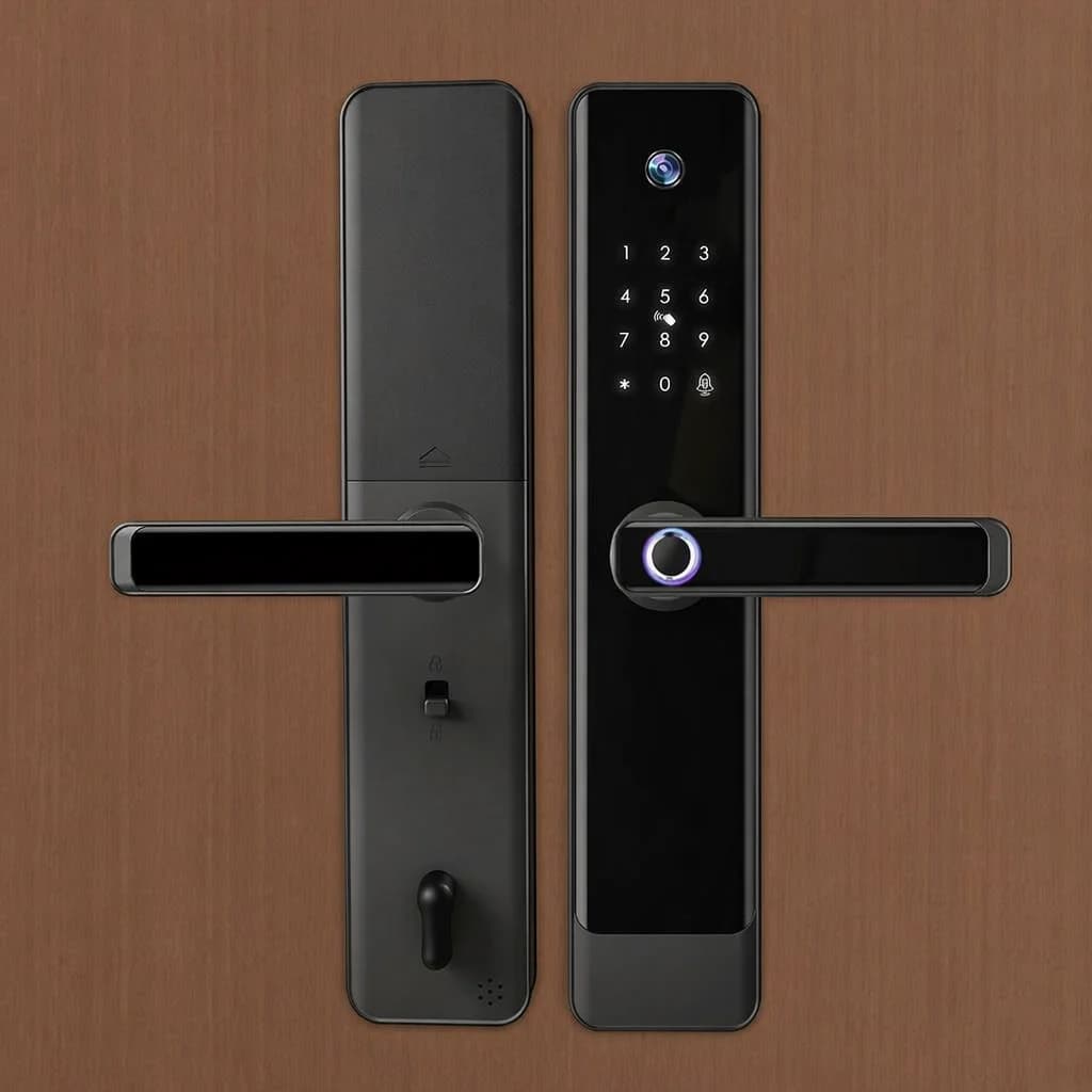 Tuya Smart Door Lock With Video Camera Fingerprint Password Card App Unlock 6068 Mortise Electronic Door Lock