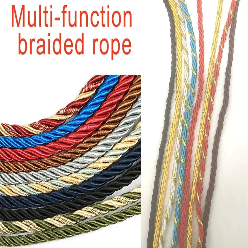 3mm 10m Corda intrecciata Corda Trim Mestiere Corda decorativa in nylon Corda fatta a mano per cucito Artigianato Tappezzeria Decorazioni per la casa