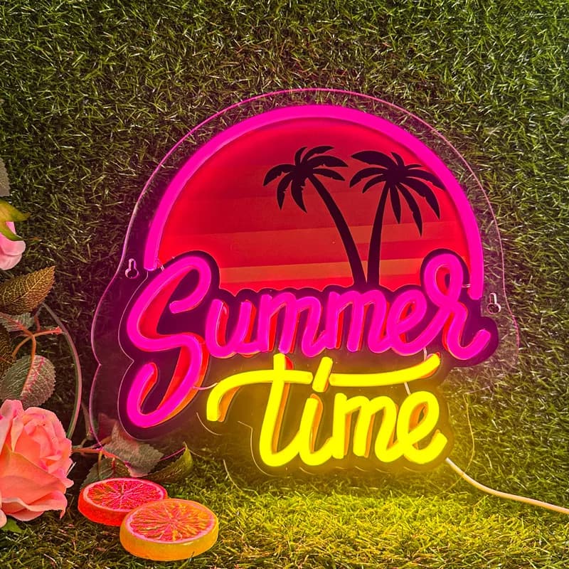 Summer Time Insegna al neon Palma Luce al neon dimmerabile Decorazione da parete Ristorante Uomo Grotta Birra Cafe Club Decorazione per feste Regali