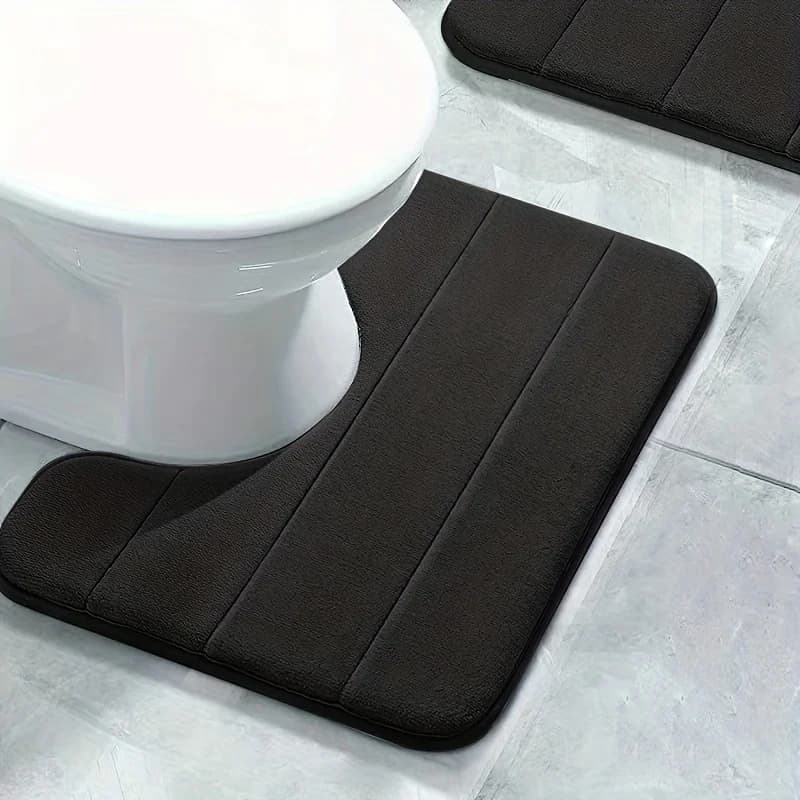 Tappeto u-tappetino per WC da bagno a righe di colore puro 1PC, morbido tappetino da bagno antiscivolo ad asciugatura rapida, tappeto da doccia bibulous per bagno di famiglia