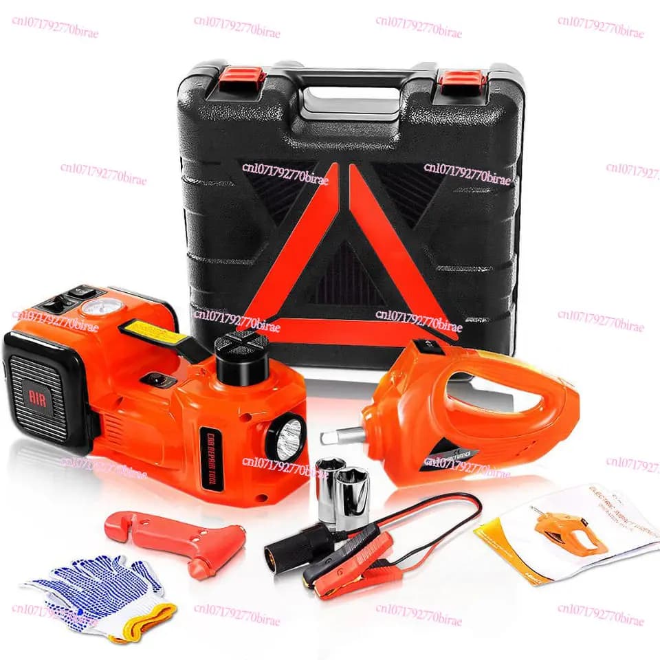 Cric per auto elettroidraulico 5 in 1 Cric per auto 5T 12v con avvitatore a percussione Gonfiatore per pneumatici Diodo emettitore di luce incorporato