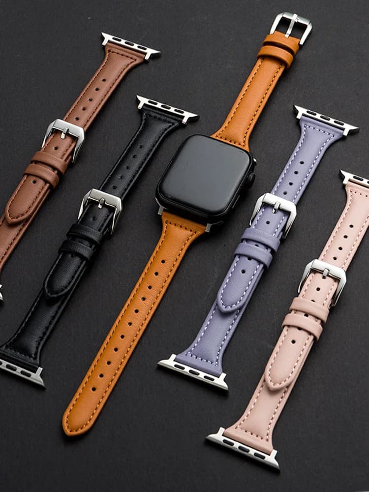 Cinturino in pelle sottile per cinturini Apple Watch 45mm 44mm 40mm 41mm 42mm 38mm Ultra 2 49mm 44 mm Bracciale apple watch 8 9 8 7 se 5 4 6