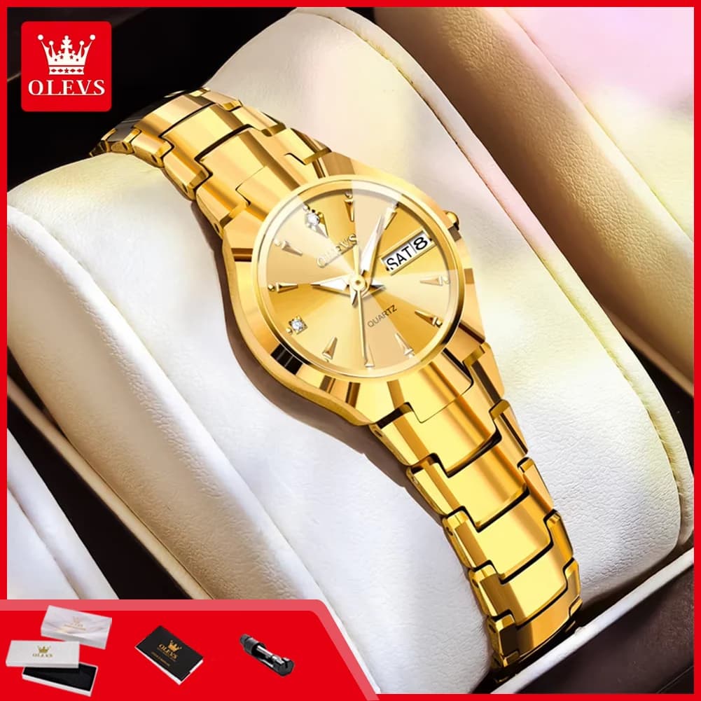 OLEVS 8697 Elegant and Luxurious Women's Watch with Tungsten Steel Rombo Mirror, Original Quartz Watch for Women, Fashionable wrist watches for Ladies