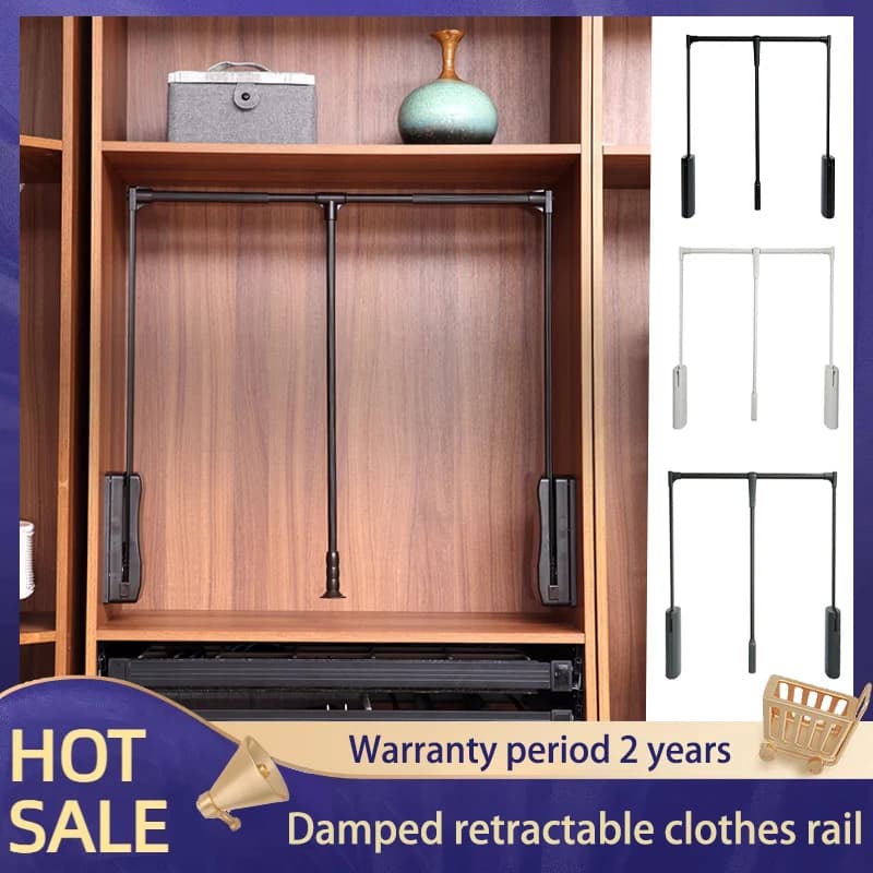 Light vest pull-down in the wardrobe Clothes rack in the wardrobe