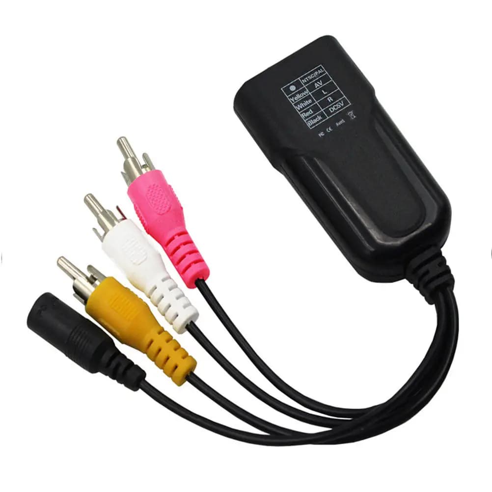 Convertitore Video RCA AV per TV, Adattatore Nero Compatibile con 1080P NTSC PAL, Plug & Play, Adattatore Portatile con Cavo Scalatore