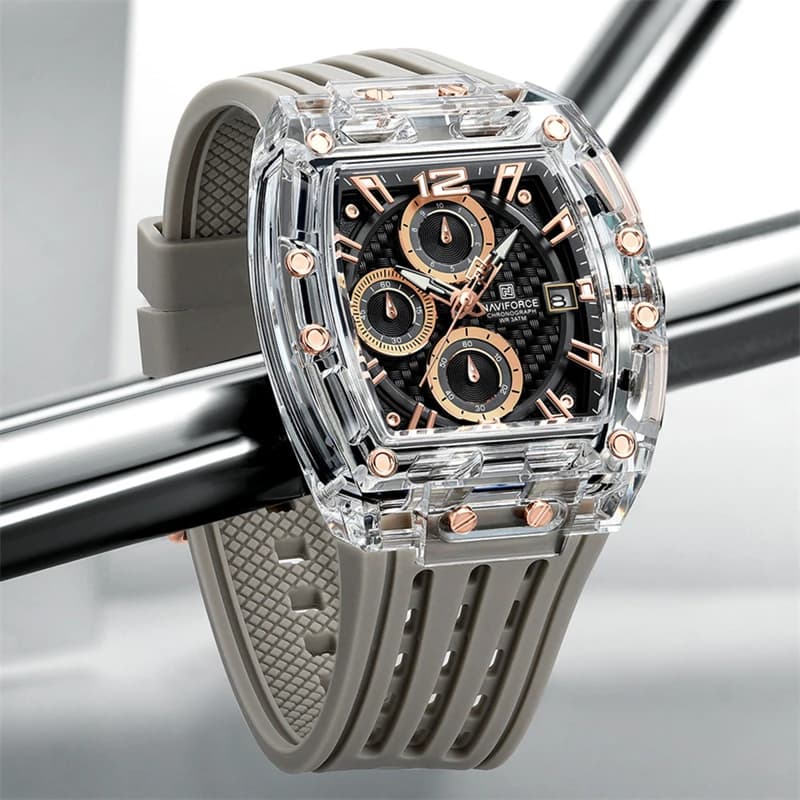 NAVIFORCE 7105 Sports Casual Men's Quartz Watch Chronograph Calendar Luminous Waterproof Silicone Strap Fashion Watches for Man