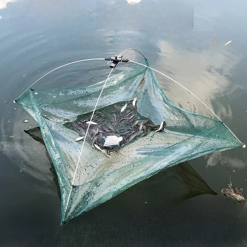 Rete da Pesca Aperta per Catturare Pesci Piccoli e Gamberetti, Rete di Sollevamento, Attrezzatura da Pesca per Campeggio e Viaggi all'Aperto