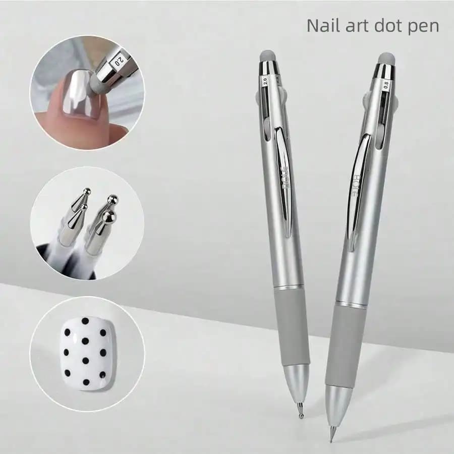4-in-1 Nail Art Tool, Stitching Pen, Floral Decoration Pen, Strass Applicator, Soft Silicone Sponge Head