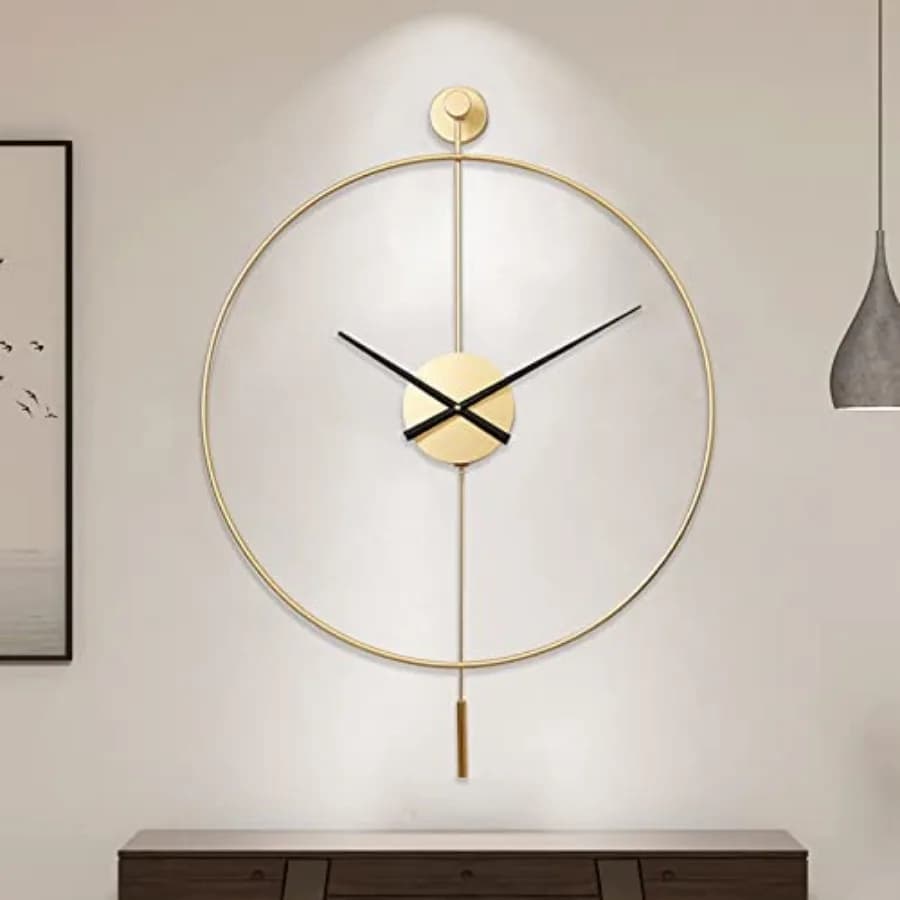 Orologio da Parete Decorativo Classico con Pendolo, Orologi da Parete Moderni Silenziosi in Metallo per Soggiorno, Camera da Letto, Studio, Ufficio