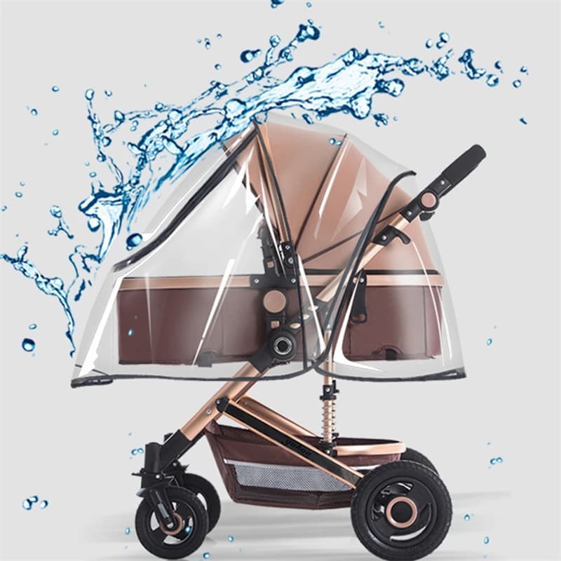 Copertura antipioggia universale per passeggino Auto per bambini Meteo Vento Protezione solare Trasparente traspirante Trolley Ombrello Accessori impermeabili