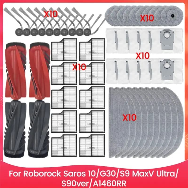 Voltvibe-For Roborock Saros 10/G30/S9 Maxv Ultra/S90ver/A1460RR Vacuum Cleaner Parts Main Side Brush Filter Mop Cloth Dust Bag