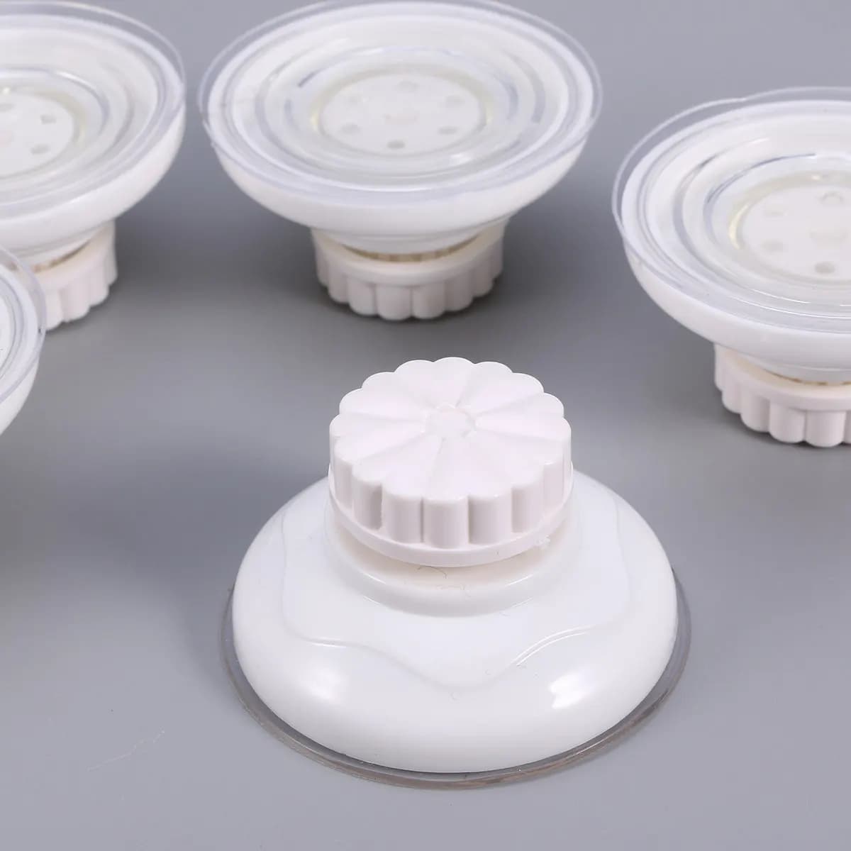 Set di 5 Ventose in PVC Resistenti, Ganci Rotanti a Vuoto per Mensole da Bagno e Portaoggetti Doccia, Forti Ventose da Parete per Uso Domestico