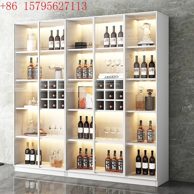 Armadietto da vino in vetro leggero e di lusso, soggiorno contro il muro, armadietto d'ingresso, armadietto moderno e semplice