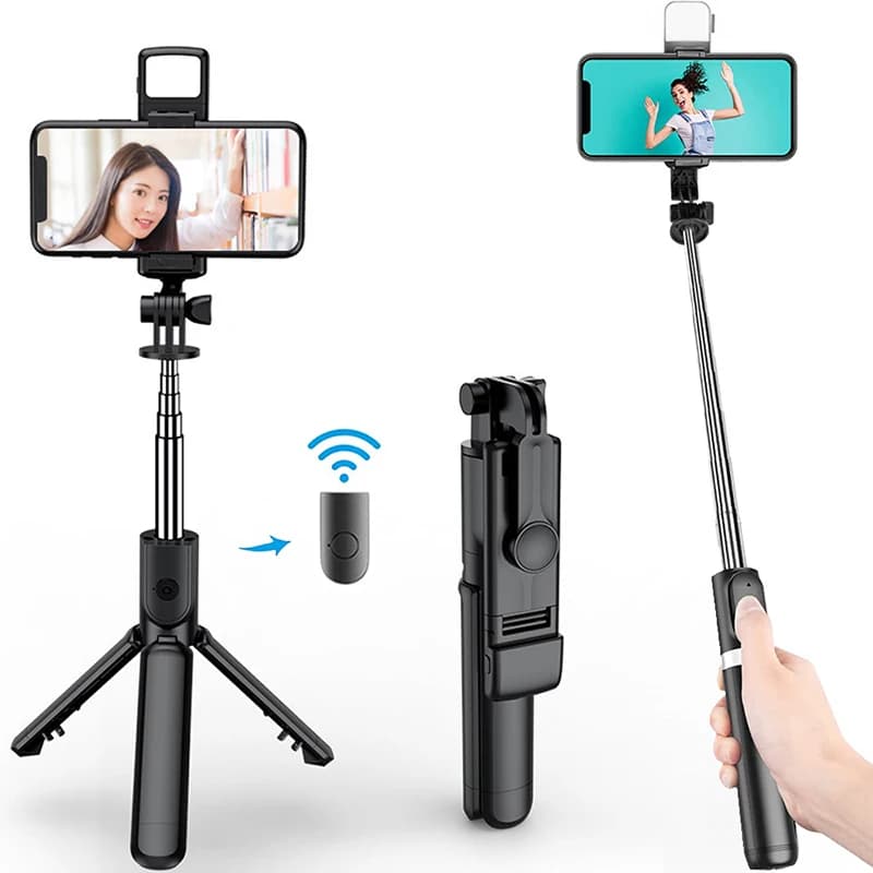 New mobile phone support with selfie stick Bluetooth, mini multifunctional portable and retractable tripod with wireless remote control.