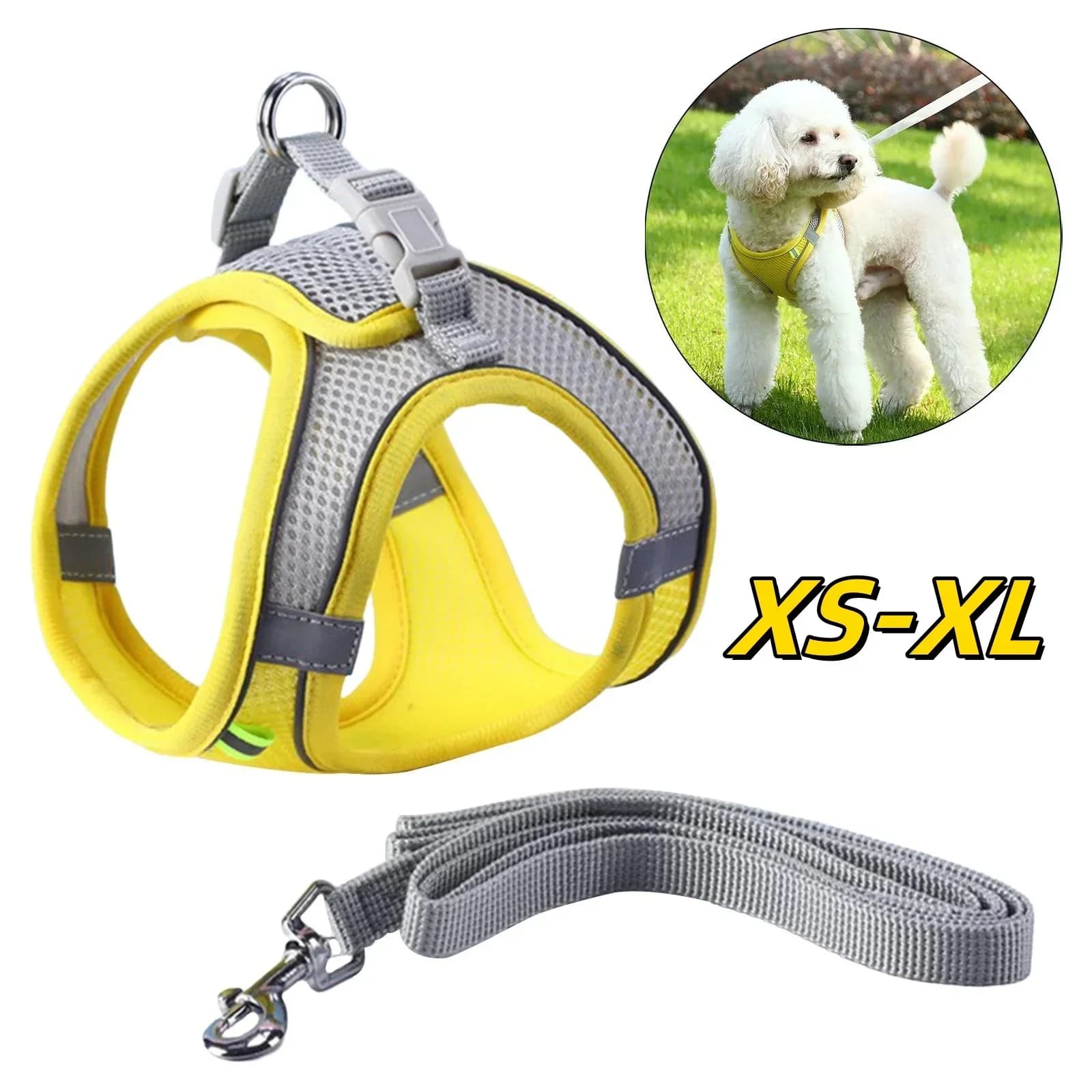 Escape Proof Reflective Dog Harness With Leash Breathable Vest Pet Harness For Small Medium Large Pet Outdoor Walking Training