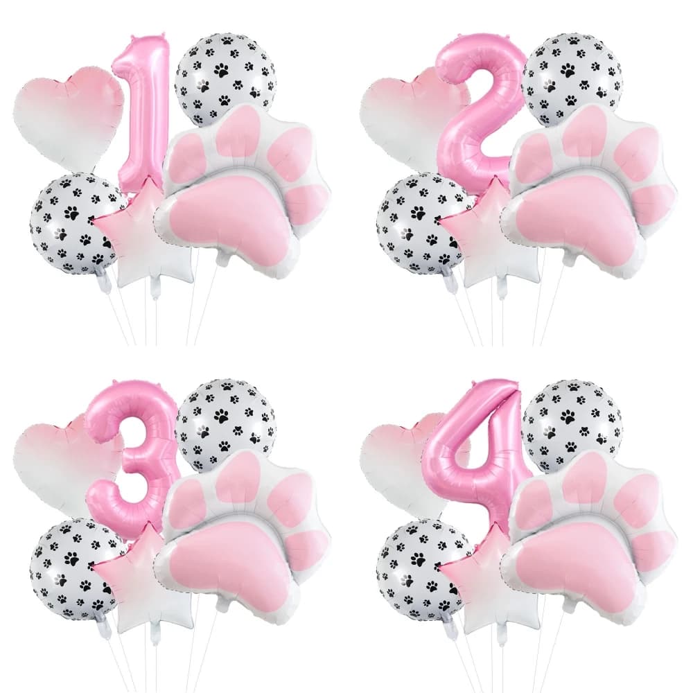 Animal Let's Pawty Dog Cat Paw 40 Inch Aluminum Balloon Pink Birthday Party Decorations Baby Shower