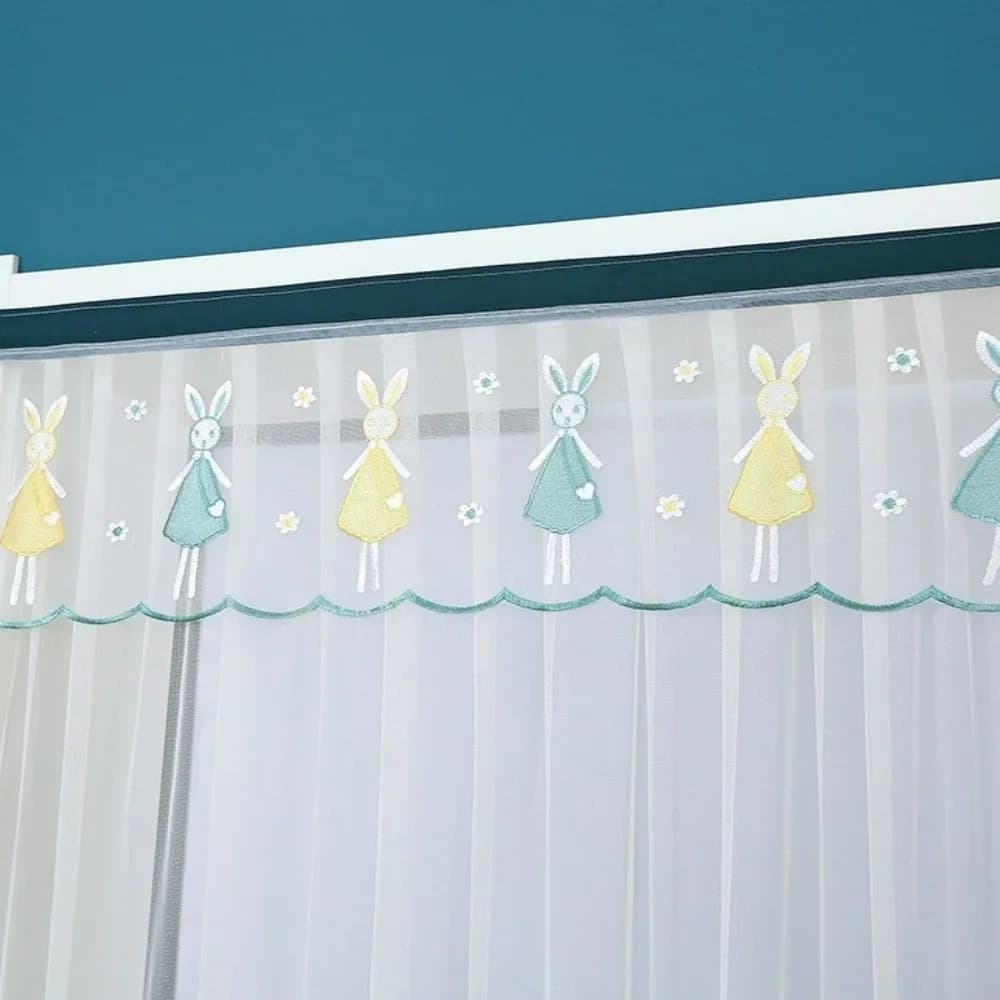 Self-adhesive Mosquito Proof Curtain Breathable Lace Embroidered Screen Door Curtain Anti-mosquito No Punching Entrance Curtain