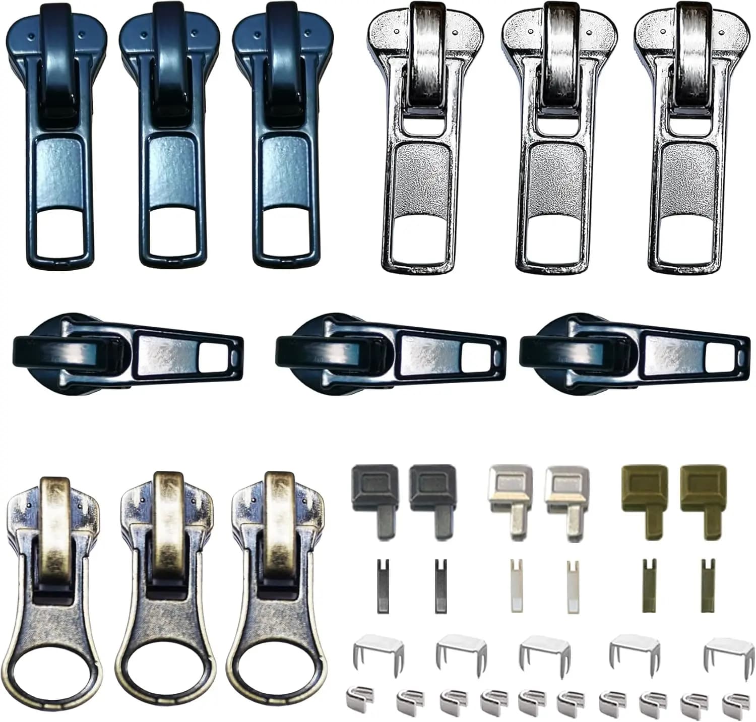 39 Pcs Zipper Repair Kit with #5 Sliders, Metal Retainer Box and Insertion Pins for Jackets