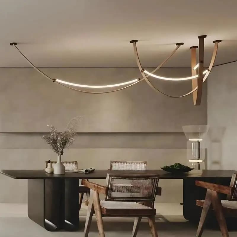 Modern Led Pendant Light Creative Belt Design Suspended Lamp For Living Room Study Dining Minimalist Curved Hanging Lighting