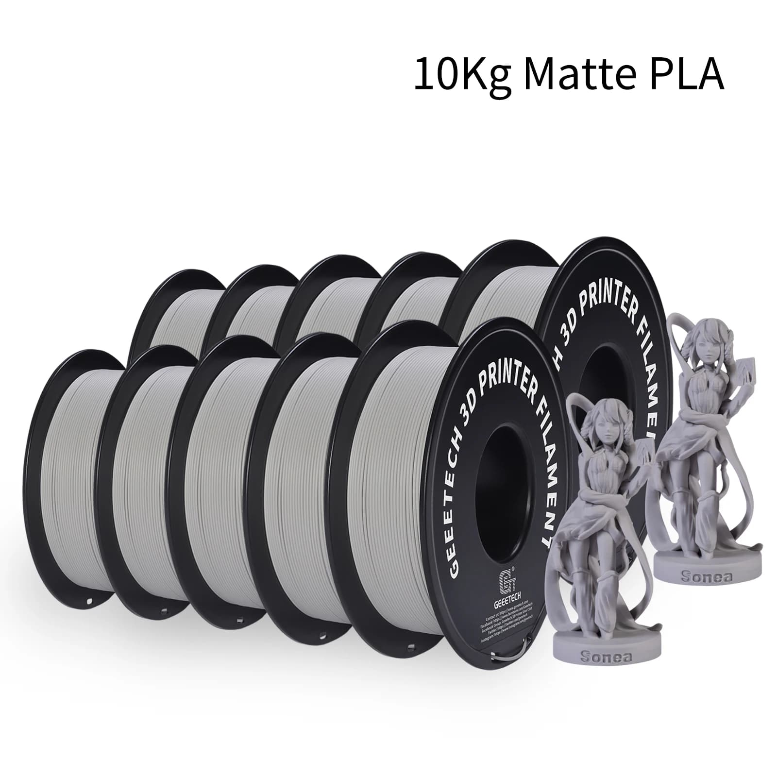 GEEETECH 10Kg 3d Matte PLA Filament 1.75mm Bobina di Filo Per Materiale Della Stampante 3D, Sicurezza, Imballaggio Sottovuoto