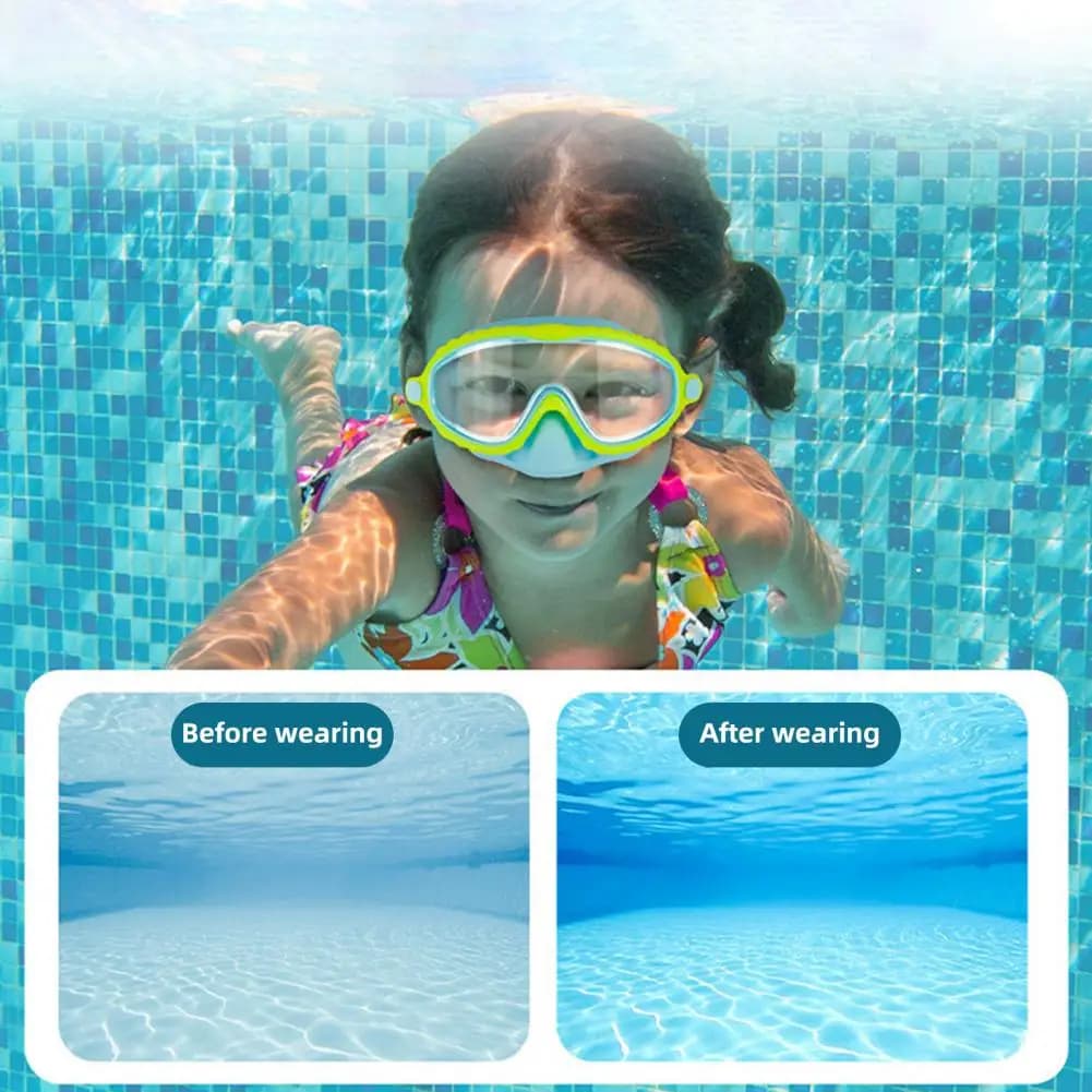Occhialini da nuoto per bambini, anti-perdita, con protezione per il viso e il naso, elastici, con protezione UV, per ragazzi e ragazze dai 3 ai 15 anni