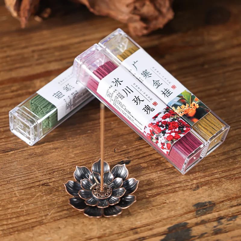 100 Bastoncini di Incenso Naturale all'Osmanto da 10 cm per Uso Domestico, Aiuto per il Sonno, Bastoncini di Incenso alla Rosa e Cedro in Tubo di Plastica Rigida