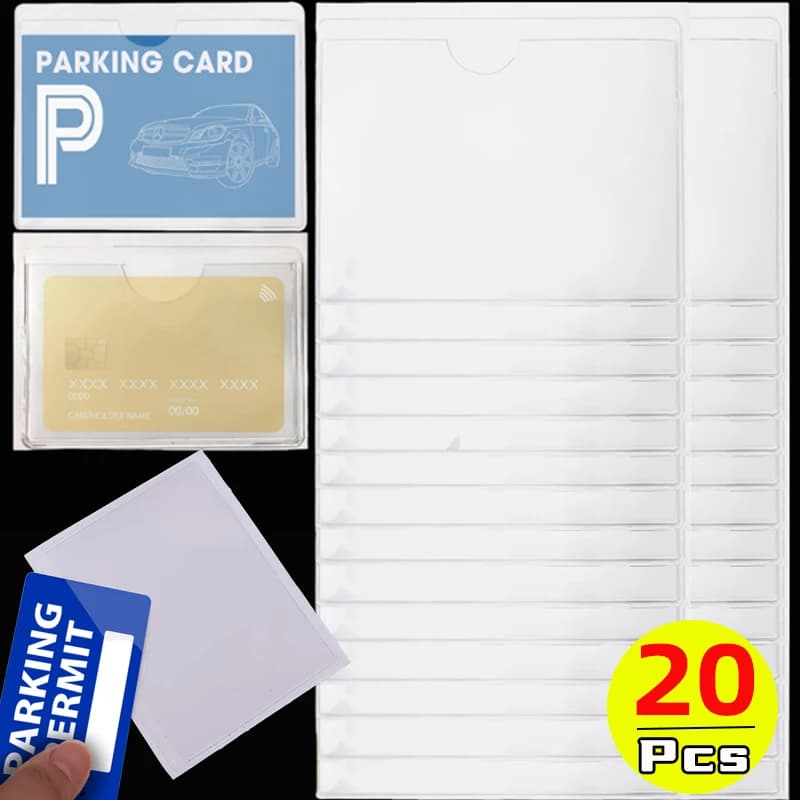 Clip autoadesive Biglietto in vetro per parabrezza Parabrezza trasparente Etichetta per permesso di parcheggio Borsa di copertura Porta carte Accessori interni auto
