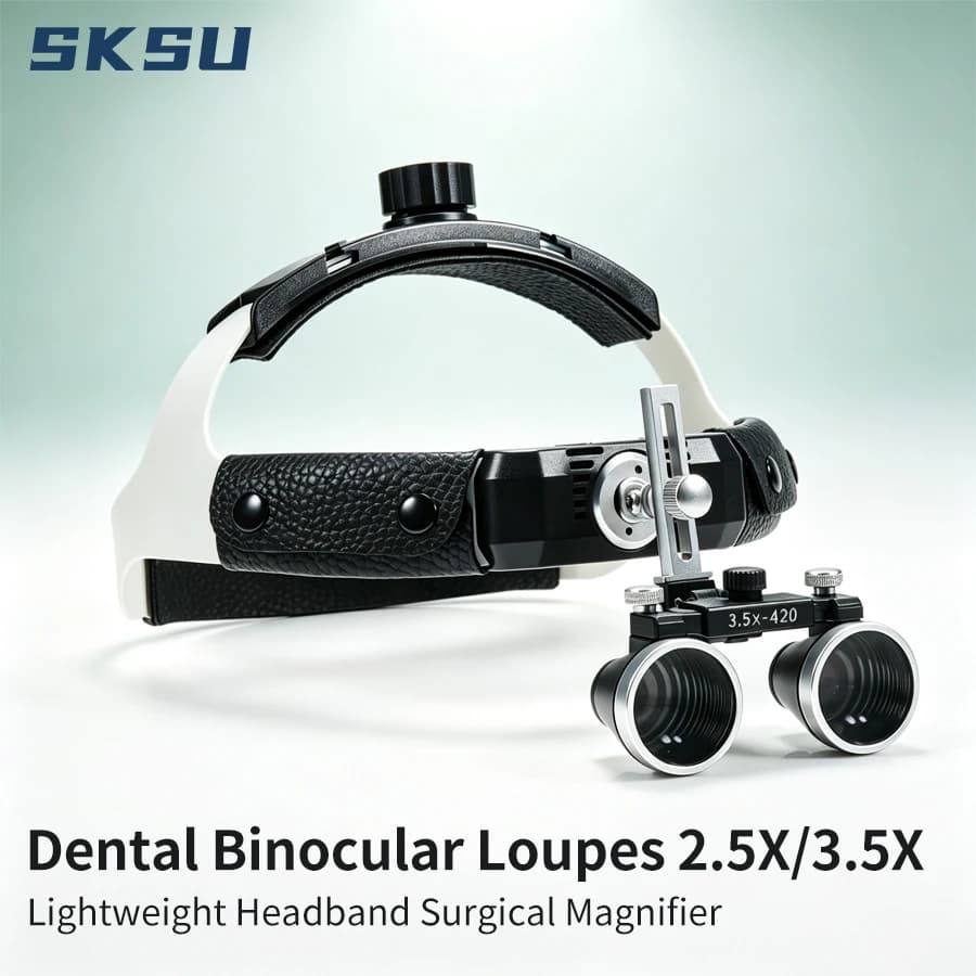 2.5X 3.5X Dental Binocular Loupes with Optical Glass Lenses, Headband Surgical Magnifying Glass for Oral Dentistry