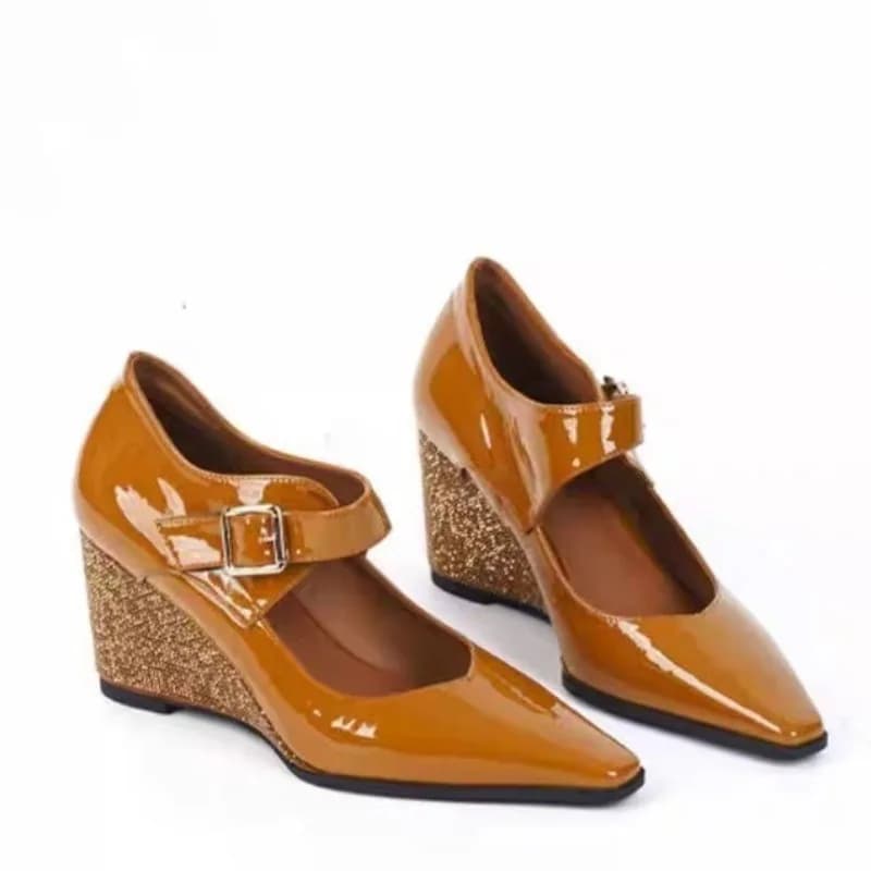 Zeppe Scarpe da donna Scarpe a punta Tacchi alti Moda donna Scarpe basse Abito Nuove pompe da festa invernali 2025 Zapatillas Mujer