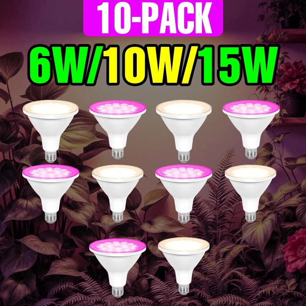 Pack of 10 LED Full Spectrum Grows Bulb E27 Flower Semi Succulent Plant Pot Growbox Grow Solar Light Filling Light
