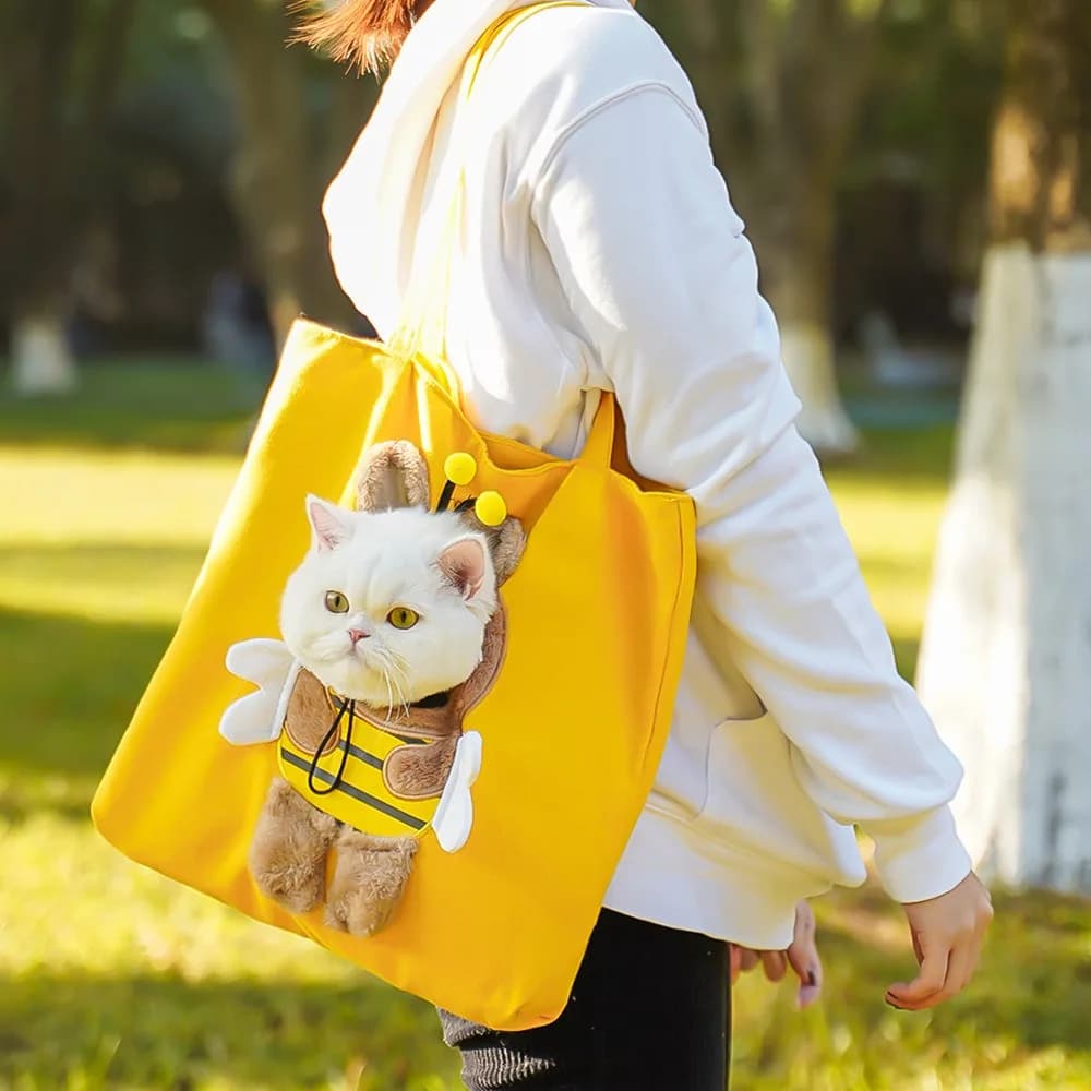 1 Pcs Portable Crossbody Pet Outing Bag Single Shoulder Can Be Exposed Cat Bag Polyester Small Dog Bag Carrying Cat