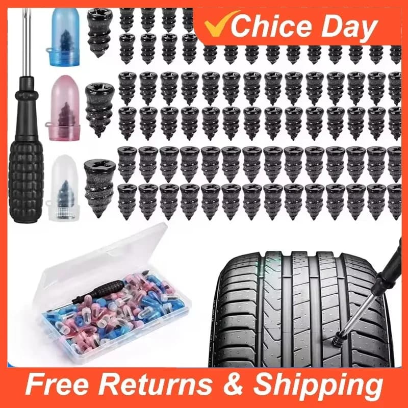 Set di 85/10 Pezzi per Riparazione Pneumatici, Kit Riparazione Forature per Auto e Moto, Chiodi in Gomma per Pneumatici Tubeless Amagi