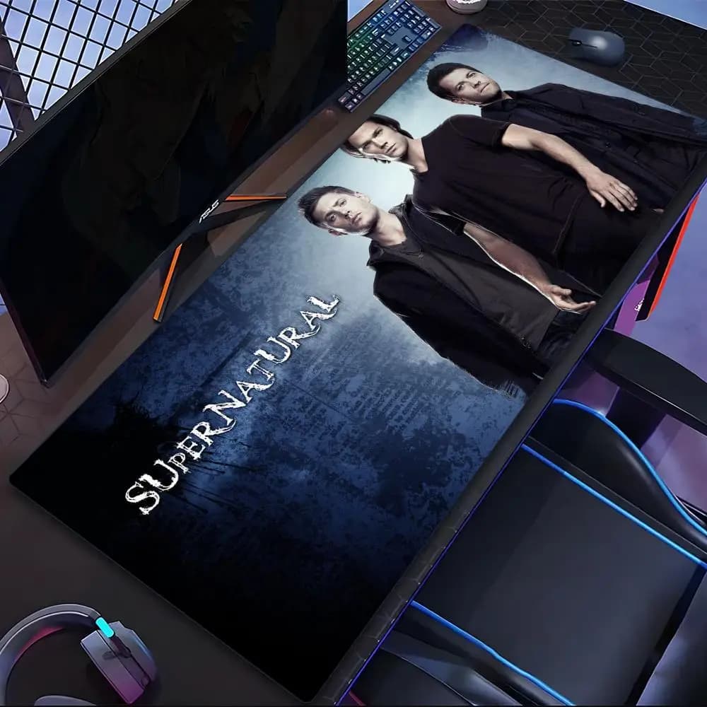 Supernatural TV Show tappetino per Mouse da gioco antiscivolo Tablet Laptop xl desktop cute HD Rainbow Gaming keyboard Pad, lettore csgo, 90x40