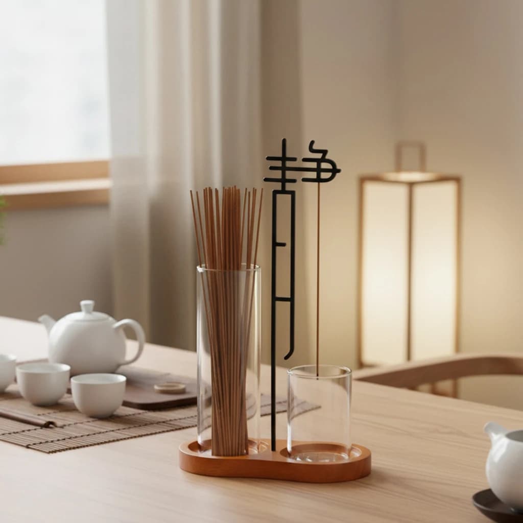 Portaincenso Cinese Anti-Ceneri Volanti con Raccoglitore di Ceneri in Vetro e Organizzatore per Bastoncini d'Incenso, Decorazione per la Casa