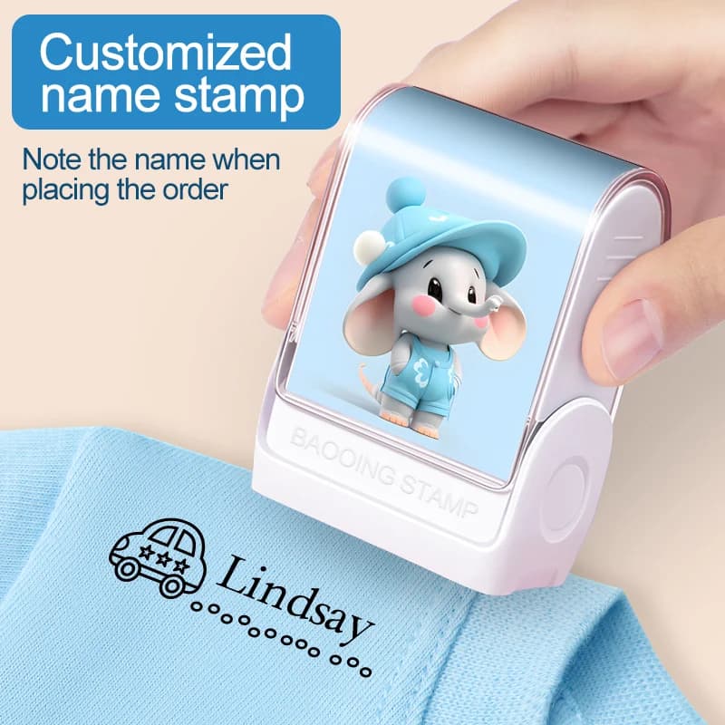 Customized Kids Name Stamp Set - Waterproof Non-fading Seal with Black Ink, Personalized Baby Student Kindergarten Gift Toy