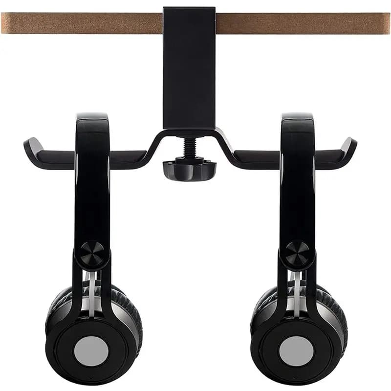 Supporto per cuffie Classic-2X a doppia testa da installare sotto la scrivania, supporto universale per cuffie da gaming per PC, rotazione a 360 gradi, supporto per auricolari.