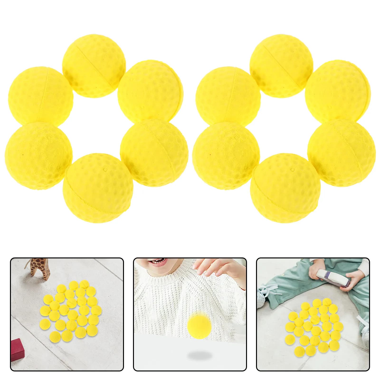 50 Palline Morbide in Schiuma Eva Giallo Brillante per Pratica di Golf Indoor e Outdoor, Allenamento e Lancio